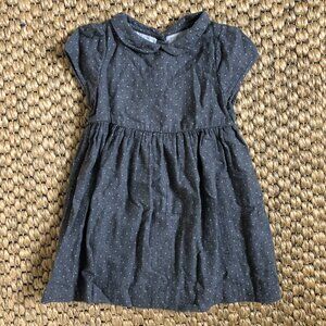 Jacadi Girls grey cotton polkadot dress with collar 36M